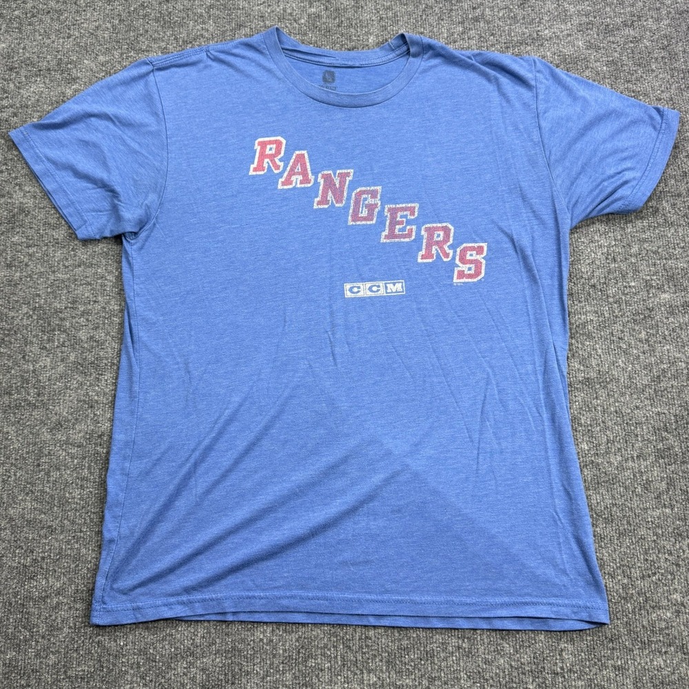 Henrik Lundqvist 30 New York Rangers CCM T Shirt Womens XL Blue Hockey NHL